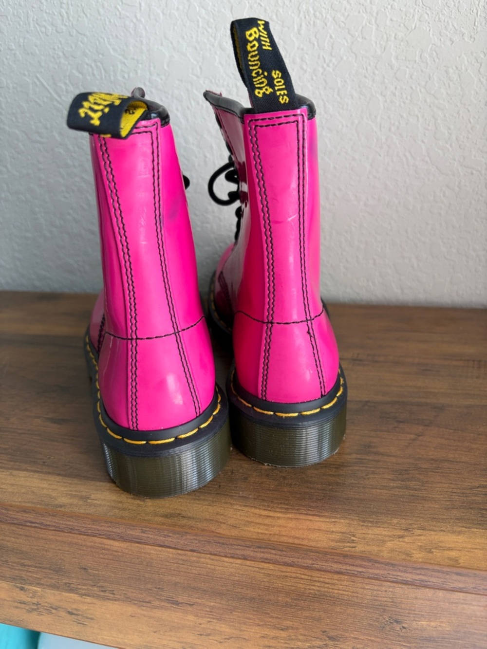Dr. Martens Hot Pink Lace-Up Combat Boots - Picture 5 of 7